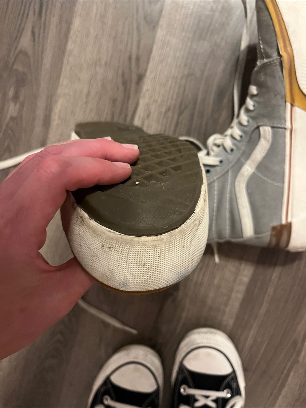 Vans womans High-Top platform Sneakers in blue, White & Tan with Gold Trim - Picture 4 of 6